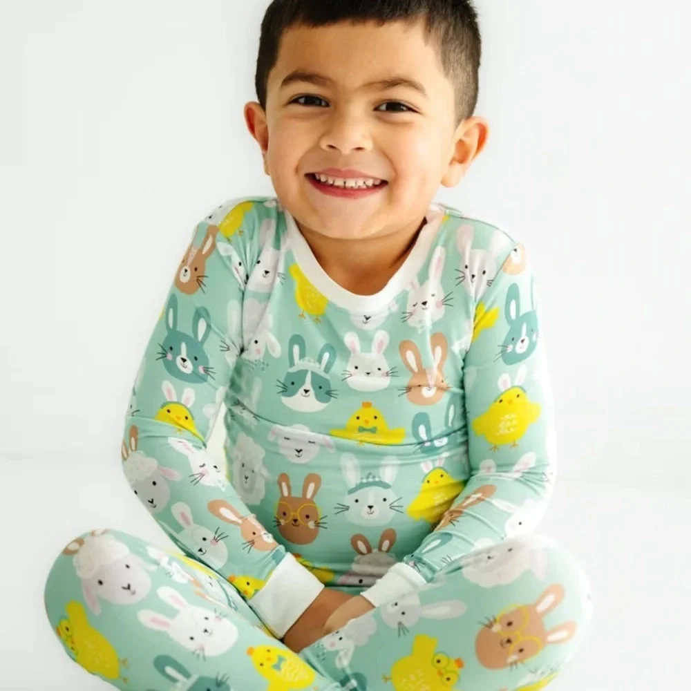 Little Sleepies Pastel Parade Two Piece Pajama Set Boys 2T Girls Bamboo Easter
